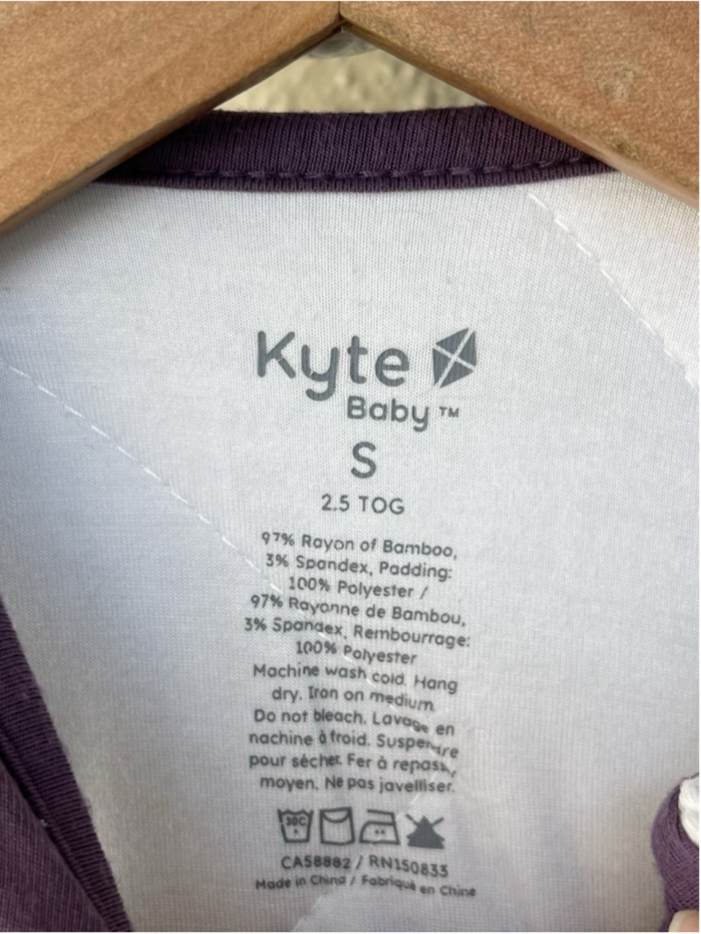 Kyte BABY Sleep Bag in Currant Purple 2.5 Tog Small Bamboo Sleep Sack - Picture 6 of 6